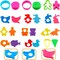 Plastic Dough Tools for Kids 61 Piece Set Cookie Cutters & Stamps